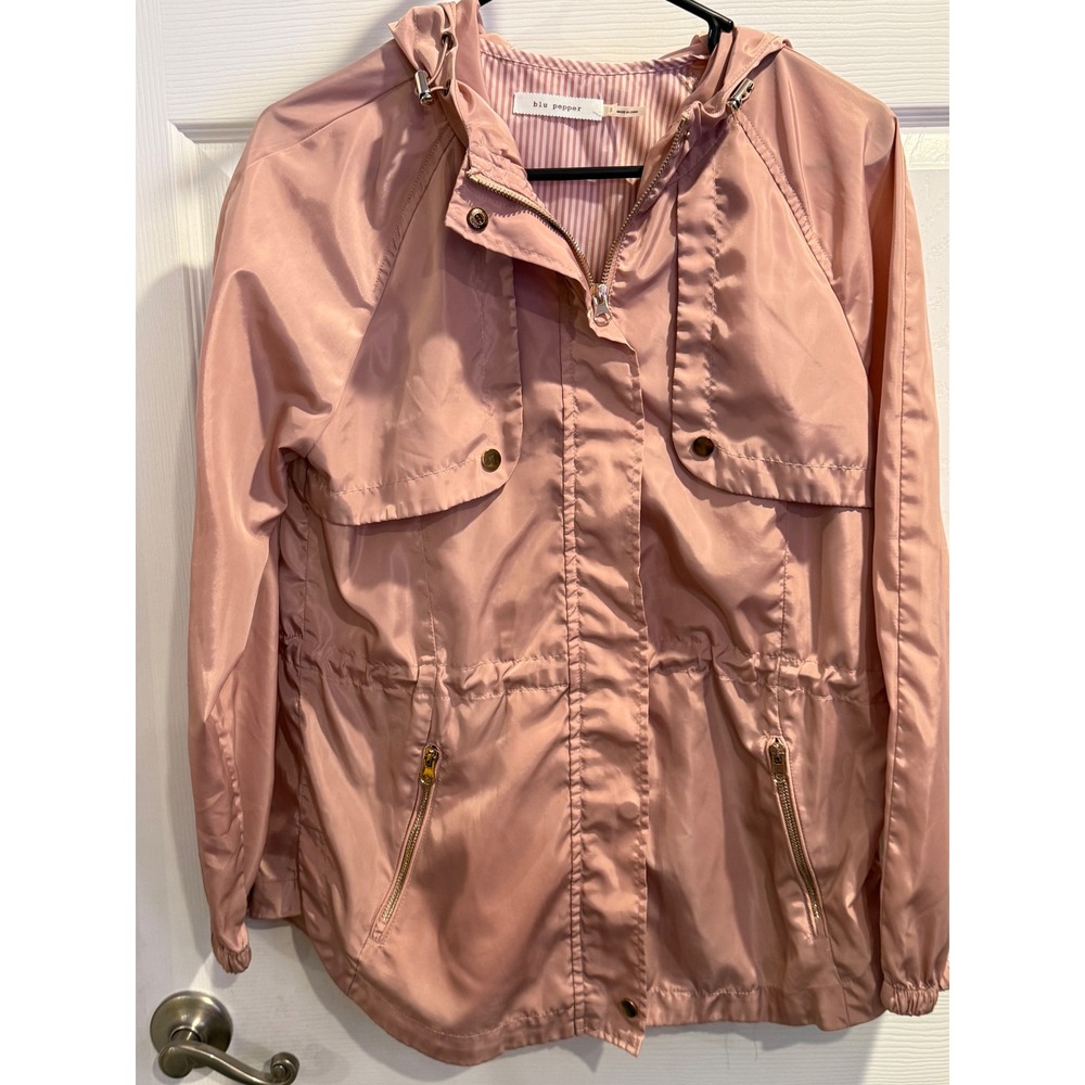 Blu Pepper Mauve Pink Anorak Hooded Lightweight Utility Jacket Small